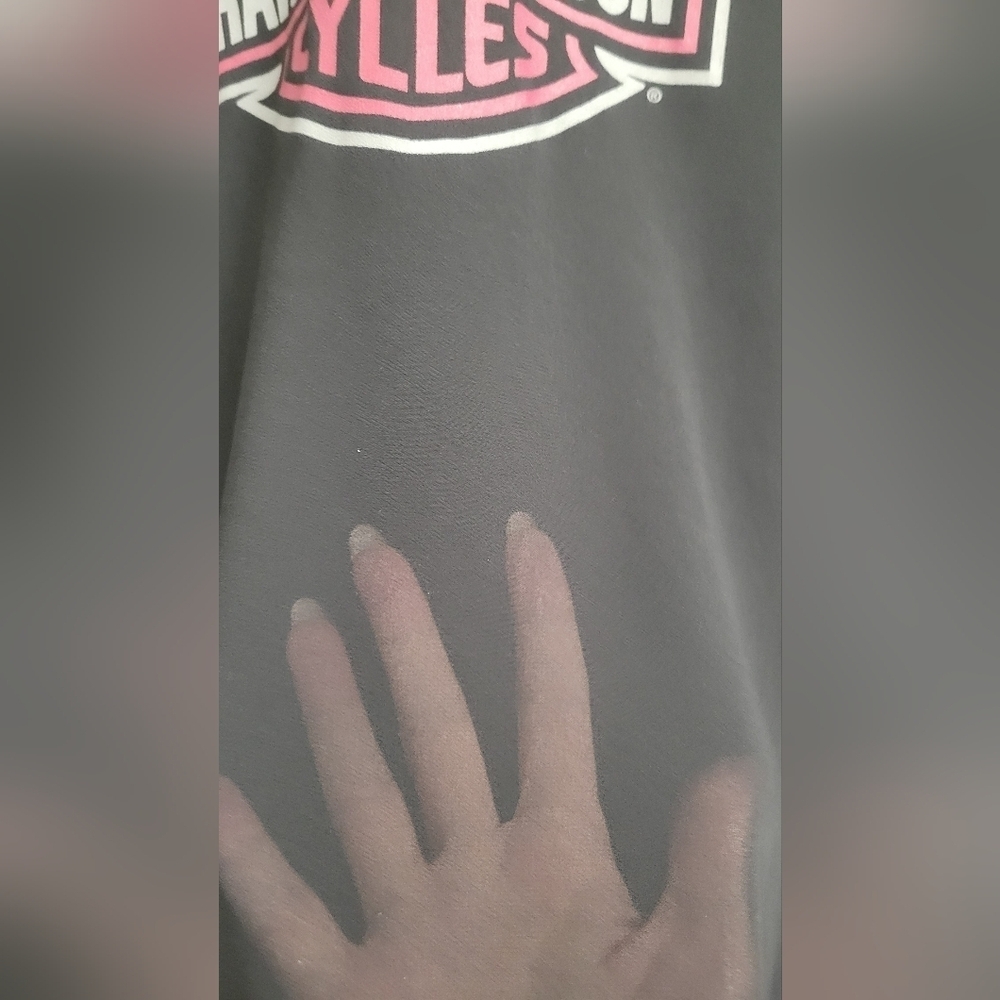 π€π Harley-Davidson Sheer Front Black & Pink Womenβs Long Sleeve Tee | Size S - Picture 2 of 5
